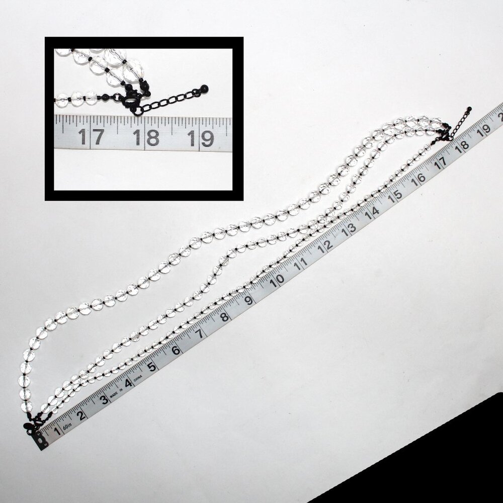Older Express 3 Strand or Multi Layer Clear Facet Bead Lobster Clasp Necklace - Picture 4 of 9
